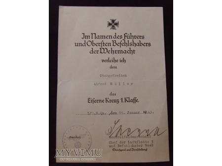Nadanie Eisernes Kreuz 1939 I klasy
