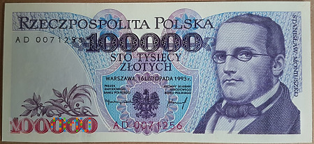 100000 złotych 1993 rok seria AD