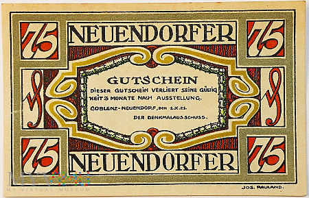 Coblenz-Neuendorf 75 pf 1921