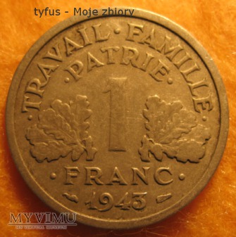 1 FRANC - Francja, Vichy (1943)