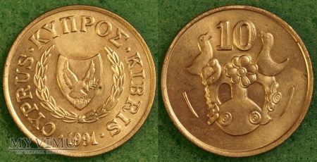 Cypr, 10 centów 1991