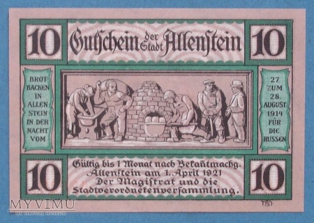 10 Pfennig 1921 r - Allenstein - Olsztyn