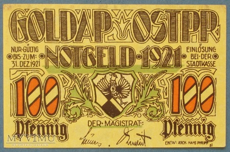 100 Pfennig 1921 r - Goldap Ostpr. - Goldap