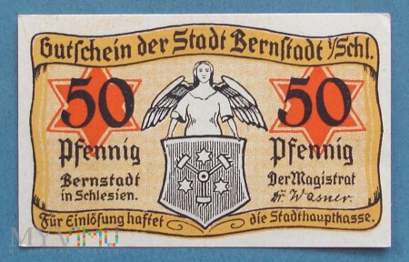 50 Pfennig 1920 r - Bernstadt in Schl.- Bierutów