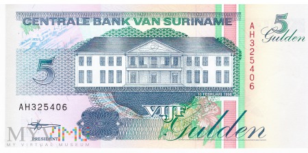 Duże zdjęcie Surinam - 5 guldenów (1998)