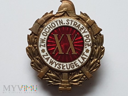 Odznaka Za Wysługę XX Lat Jednoczęściowa Płaska