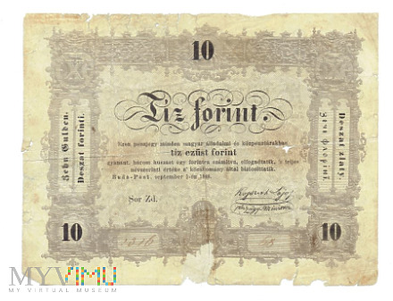 Duże zdjęcie Węgry - 10 forintów 1848r.