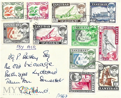 Zanzibar 1962 - koperta lotnicza-polecona.