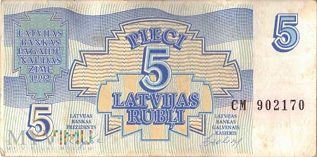 Łotwa - 5 rubli (1992)