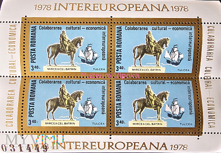 bloczek znaczków z Rumunii - pomnik Mircza St.1978