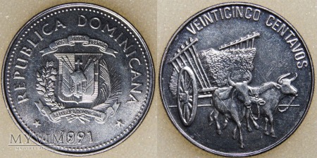 Duże zdjęcie Dominikana, 25 centavos 1991