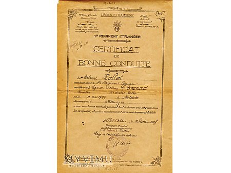 Duże zdjęcie CertyfikatDobrej Słuzby 1 RE 1928