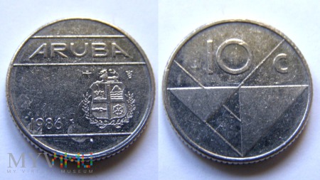 Aruba, 10 centów 1986