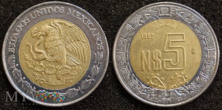 Meksyk, 5 Nuevos Pesos 1992
