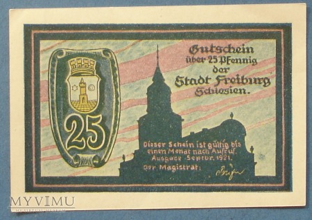 25 Pfennig 1921 r - Freiburg in Schl.- Swiebodzice