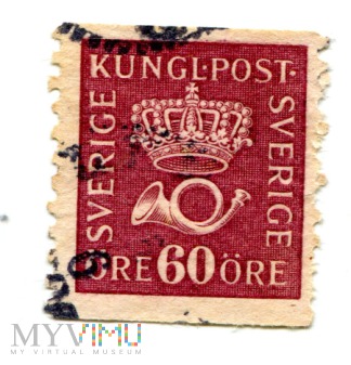Szwecja, 60 öre , Korona i Róg pocztowy , 1920