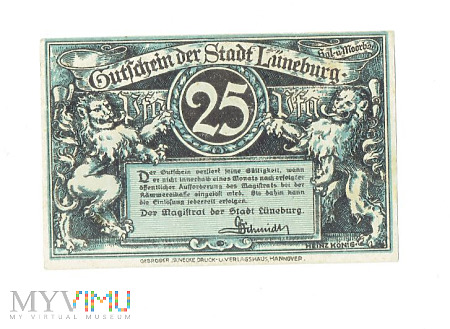 Notgeld - Lüneburg - 25 pfennig 1920r.