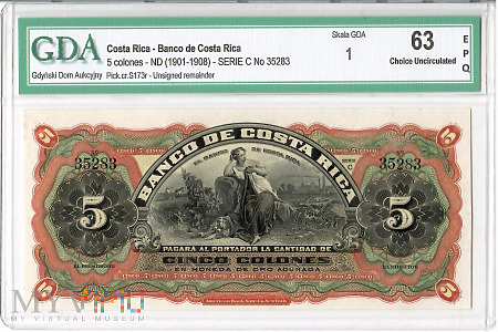 Kostaryka 5 pesos bez daty ( 1901 r )