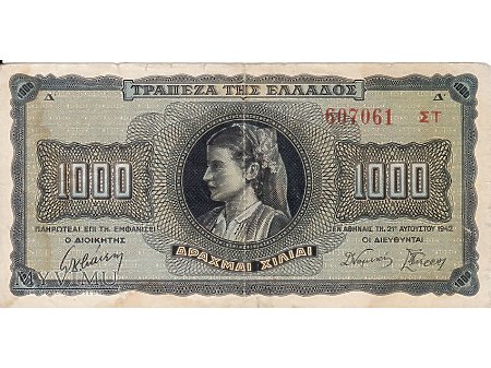 Duże zdjęcie 1 000 Drachm - Grecja - 1942 r.
