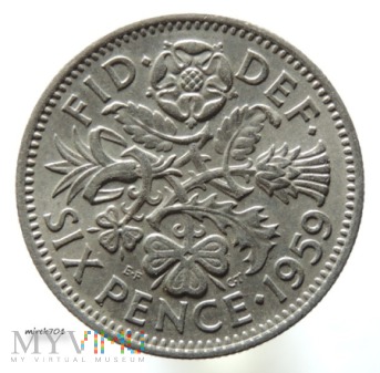 6 Pensów 1959 Elizabeth II Six Pence