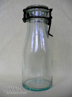 Duże zdjęcie Butelka szklana, duży otwór - kabłąkowa
