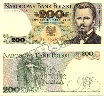 Banknot 200 zlotych 1988 r