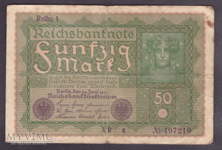 Duże zdjęcie Niemcy, 50 marek 1919r. Ser.AR