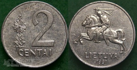 Duże zdjęcie Litwa, 2 centai 1991