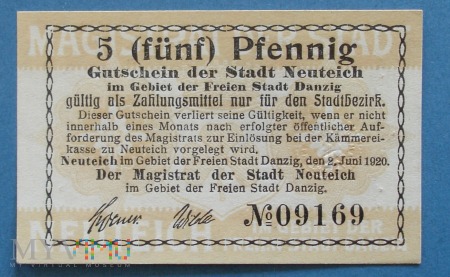5 Pfennig 1920 - Neuteich FSD - Nowy Staw