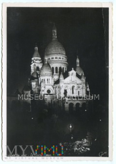 Duże zdjęcie Paryż - Bazylika Sacré-Cœur nocą - lata 50-te