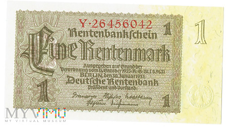 Duże zdjęcie Niemcy - 1 Rentenmark 1937r.