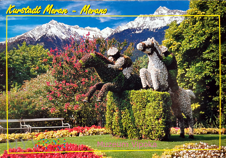Merano - kwietne rzeźby skoków przez przeszkody 4x
