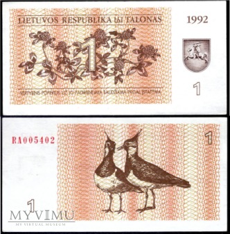 Litwa, 1 Talonas 1992r