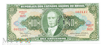 Brazylia - 10 Cruzeiros/1 centavos 1967r.