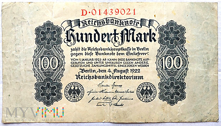 Niemcy 100 marek 1922