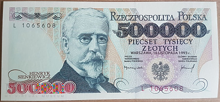 500000 złotych 1993 rok seria L