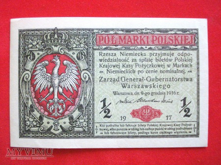 Duże zdjęcie 1/2 marki polskiej 1916 rok