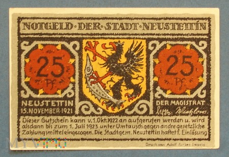 25 Pfennig 1921 r - Neustettin in Pom.- Szczecinek