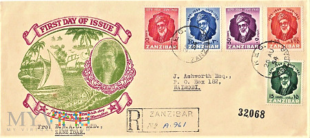 Zanzibar 1954 - koperta polecona.