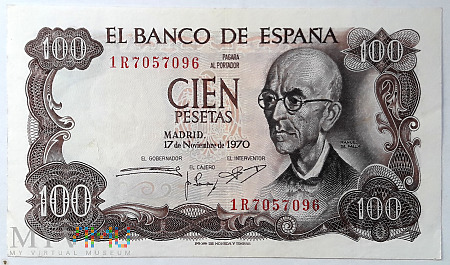 HISZPANIA 100 pesetas 1970