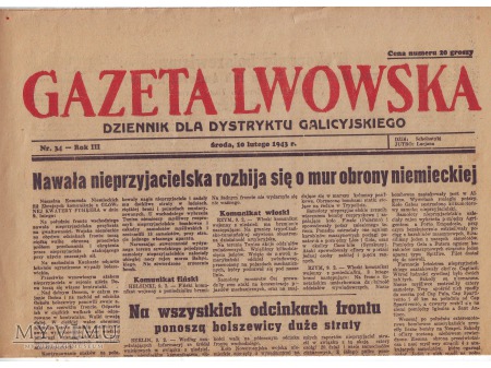 Duże zdjęcie Gazeta Lwowska (10 II 1943)