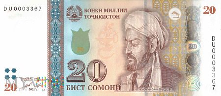 Tadżykistan - 20 somoni (2021)