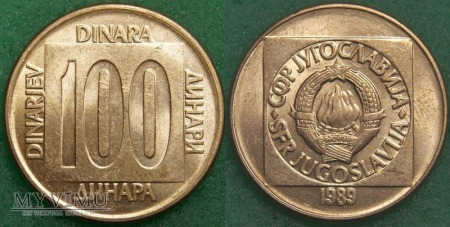 Jugosławia, 100 DINARÓW 1989