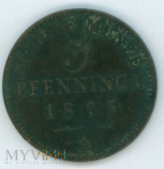 3 fenigi- Prusy- 1865