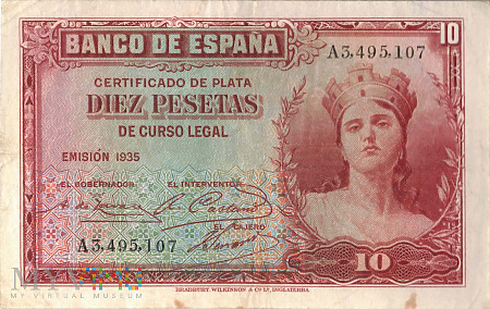 Hiszpania - 10 peset (1935)