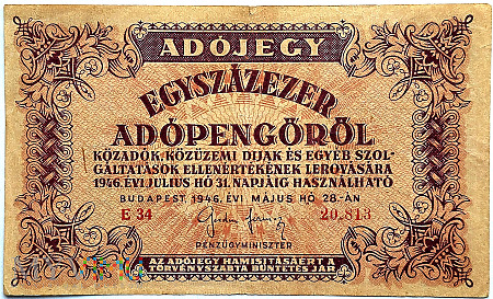 Duże zdjęcie Węgry 100 000 pengo 1946