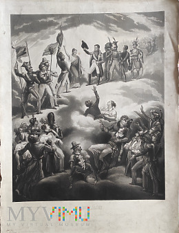 Napoleon przyjmujący ofiary czterech mocarstw.