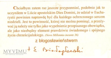 Autograf od Bp.E. Białogłowskiego