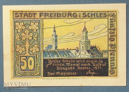 50 Pfennig 1921 r - Freiburg in Schl.- Swiebodzice