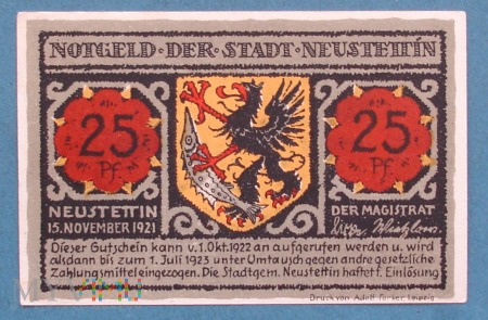 25 Pfennig 1921 r - Neustettin in Pom.- Szczecinek